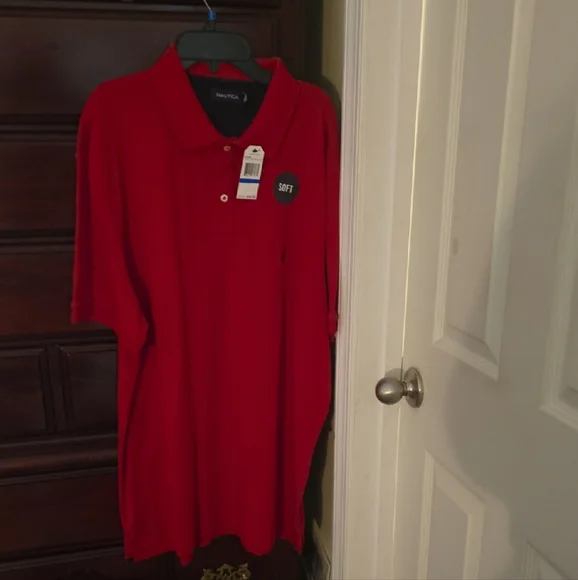 Nautica Red Polo Vibrant Cotton Blend Shirt - Picture 3 of 5